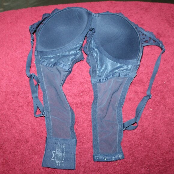 Maidenform Pure Comfort Wireless Lace Longline Bralette Lightly Lined Conv Blue - Picture 2 of 4